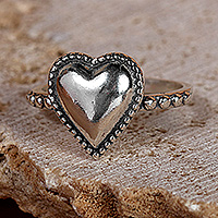 Sterling silver wrap ring, 'Distinguished Love' - Polished Romantic Heart-Shaped Sterling Silver Wrap Ring