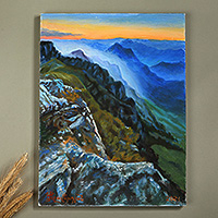 'The Mountains' - Nature-Themed Mountain Landscape Oil on Canvas Painting