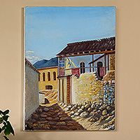 'Old Quarter of Hadrut II' - Armenian-Made Signed Hadrut City Oil on Canvas Painting