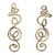 Brass drop earrings, 'Melody Spiral' - Modern Abstract Treble Clef Themed Brass Drop Earrings