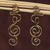 Brass drop earrings, 'Melody Spiral' - Modern Abstract Treble Clef Themed Brass Drop Earrings