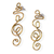 Brass drop earrings, 'Melody Spiral' - Modern Abstract Treble Clef Themed Brass Drop Earrings