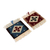 Wool and cotton blend wall hangings, 'Water & Fire' (set of 2) - Blue and Red Loomed Cross-Themed 2-Piece Wall Hanging Set