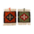 Wool and cotton blend wall hangings, 'Autumn & Spring' (set of 2) - Folk Art Orange and Green 2-Piece Cross Wall Hanging Set