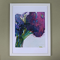 'Purple Mood' - Impressionist Bouquet Color Photograph with Acrylic Frame