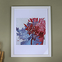 'The Smell of Spring' - Spring-Inspired Blue and Red Color Photograph with Frame