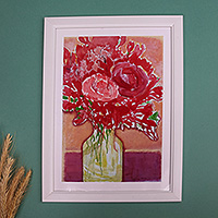 Giclee print, 'Vibrant Rose' - Framed Red Rose Still Life Giclee Art Print on Photo Paper