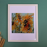 Giclee print, 'Sunflowers' - Sunflower Giclee Art Print on Photo Paper for Wall or Table