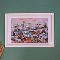 Giclee print, 'Sunset in Saralanj' - Cityscape Giclee Art Print on Photo Paper for Wall or Table