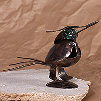 Recycled metal sculpture, 'The Woodpecker' - Nature-Inspired Woodpecker-Shaped Recycled Metal Sculpture