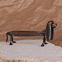 Recycled metal sculpture, 'Taksa Dog' - Handcrafted Dachshund Dog-Themed Recycled Metal Sculpture