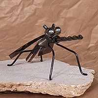 Recycled metal sculpture, 'The Mosquito' - Mosquito-Shaped Recycled Metal Sculpture Crafted in Armenia