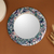 Ceramic mirror, 'Teal Reflections' - Speckle-Patterned Teal and Ivory Glazed Round Ceramic Mirror