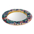 Ceramic mirror, 'Teal Reflections' - Speckle-Patterned Teal and Ivory Glazed Round Ceramic Mirror