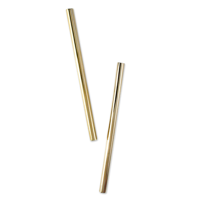 Stainless steel straws, 'Golden Hydration' (set of 2) - Set of 2 Stainless Steel Thick Smoothie Straws