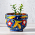Ceramic planter, 'Lavish Garden' - Multicolored Floral Ceramic Garden Planter from Morocco