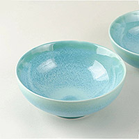 Ceramic glazed bowl, 'Turquoise' (medium) - Turquoise Blue Medium Ceramic Glazed Bowl from Vietnam