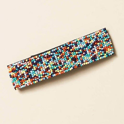Beaded hair barrette, 'Carnival' - colourful Beaded Hair Barrette from India