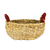 Natural fiber basket, 'Chindi Chic' - Natural Handwoven Basket with Upcycled Sari Fabric