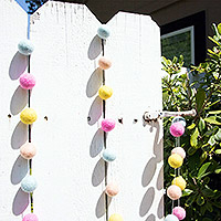 Wool garland, 'Pom-Pom Vibes' - colourful Hand-felted Pom Pom Garland Decoration from Nepal