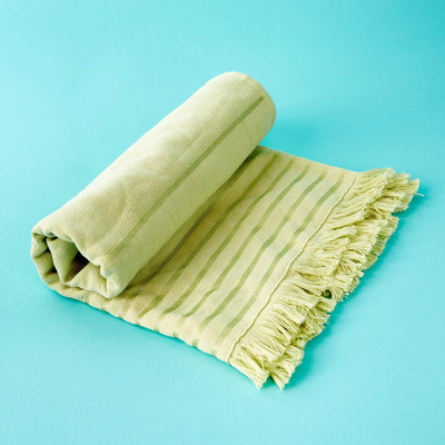 Cotton towel, 'Green Oasis' - Green 100% Turkish Cotton Towel