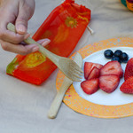 Bamboo utensils, 'Eco Dining' - Reusable Bamboo Utensils with Upcycled Sari Bag from India