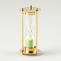 Brass hourglass, '1-Minute Timer' - Lime Green 1 Minute Hourglass from India