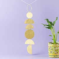 Brass wall hanging, 'Golden Reflections' - Decorative Brass Geometric Wall Hanging from India