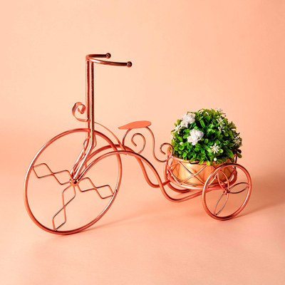 Kupfer-Pflanzgefäß, „Botanic Bicycle“ – Kupfer-Fahrrad-Pflanzgefäß, handgefertigt in Indien