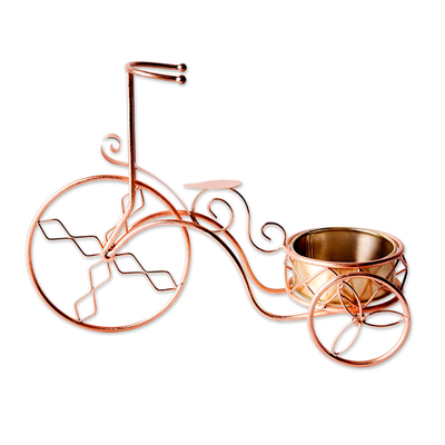 Copper planter, 'Botanic Bicycle' - Copper Bicycle Planter Handcrafted in India