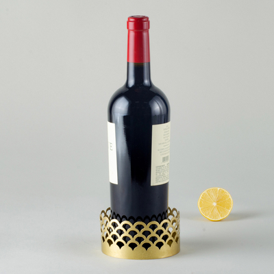 Modern Brass Champagne Wine Bottle Coaster from India - Elegant Entertainer