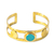 Gold-plated brass and magnesite cuff bracelet, 'Juliette Cuff' - Gold Plated Brass and Stone Cuff from India