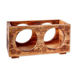 Wood wine rack, 'Natural Charm' - Handcrafted Mango Wood Wine Rack from India