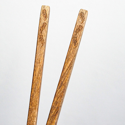 Mango wood chopsticks, 'Gastronomy' - Wood Carved Chopsticks Handcrafted in India