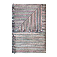 Alpaca blend throw blanket, 'Cozy Medley' - Colorful Striped Alpaca Wool Throw Blanket