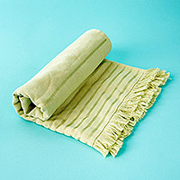 Cotton towel, 'Green Oasis' (pair) - Pair of Green 100% Turkish Cotton Towels