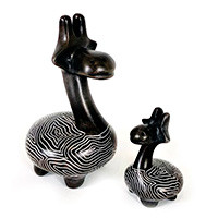 Soapstone sculptures, 'Giraffe Mother and Child' - Handcarved Soapstone Giraffe Sculpture from Africa