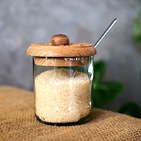 Glass condiment jar, 'Crafty Condiments' - Handmade Glass Sugar Jar from Africa