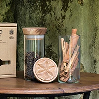 Upcycled glass jars, 'Hiliki Holder' (extra large, pair) - Handcrafted Pair of Upcycled Glass Kitchen Jars with Lids