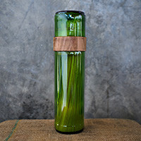 Upcycled glass container, 'Vanilla Bean' - Upcycled Glass and Wood Container Handcrafted in Zanzibar