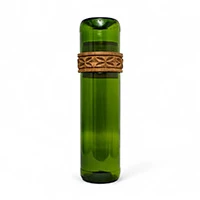 Upcycled glass container, 'Kijani' - Upcycled Glass and Wood Container Handcrafted in Zanzibar