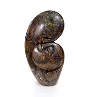 Serpentine stone sculpture, 'Lovers Embrace' - Hand-Carved Romantic Serpentine Sculpture from Zimbabwe