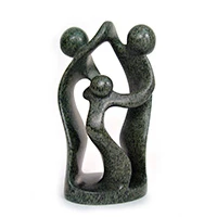 Stone sculpture, 'Happy Family of Three' - Hand-Carved Stone Family Sculpture Handmade in Zimbabwe