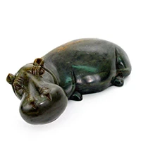 Stone sculpture, 'Hippo Strength' - Hand-Carved Stone Hippo Sculpture Handmade in Zimbabwe