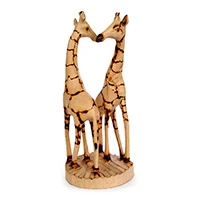 Wood sculpture, 'Giraffe Couple' - Hand-Carved Jacaranda Wood Giraffe Sculpture