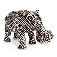 Upcycled metal sculpture, 'Happy Hippo' - Eco-Friendly Upcycled Metal Hippo Sculpture from Zimbabwe