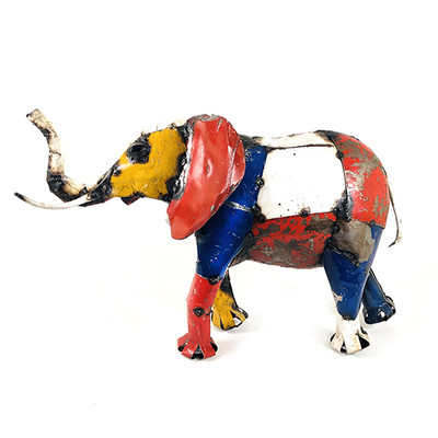 Upcycled steel sculpture, 'Gentle Giant' - Eco-Friendly Upcycled Steel Elephant Sculpture from Zimbabwe