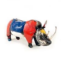 Upcycled steel sculpture, 'Roaming Rhino' - Eco-Friendly Upcycled Steel Rhino Sculpture from Zimbabwe