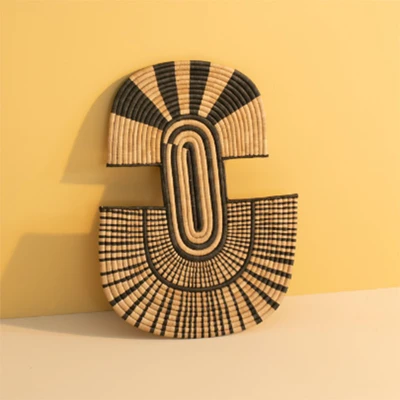 Natural fiber wall art, 'Malawi Stripes' - Eco-Friendly Palm Leaf Abstract Wall Art from Malawi