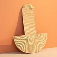 Natural fiber wall art, 'Malawai Curves' - Eco-Friendly Palm Leaf Abstract Wall Art from Malawi